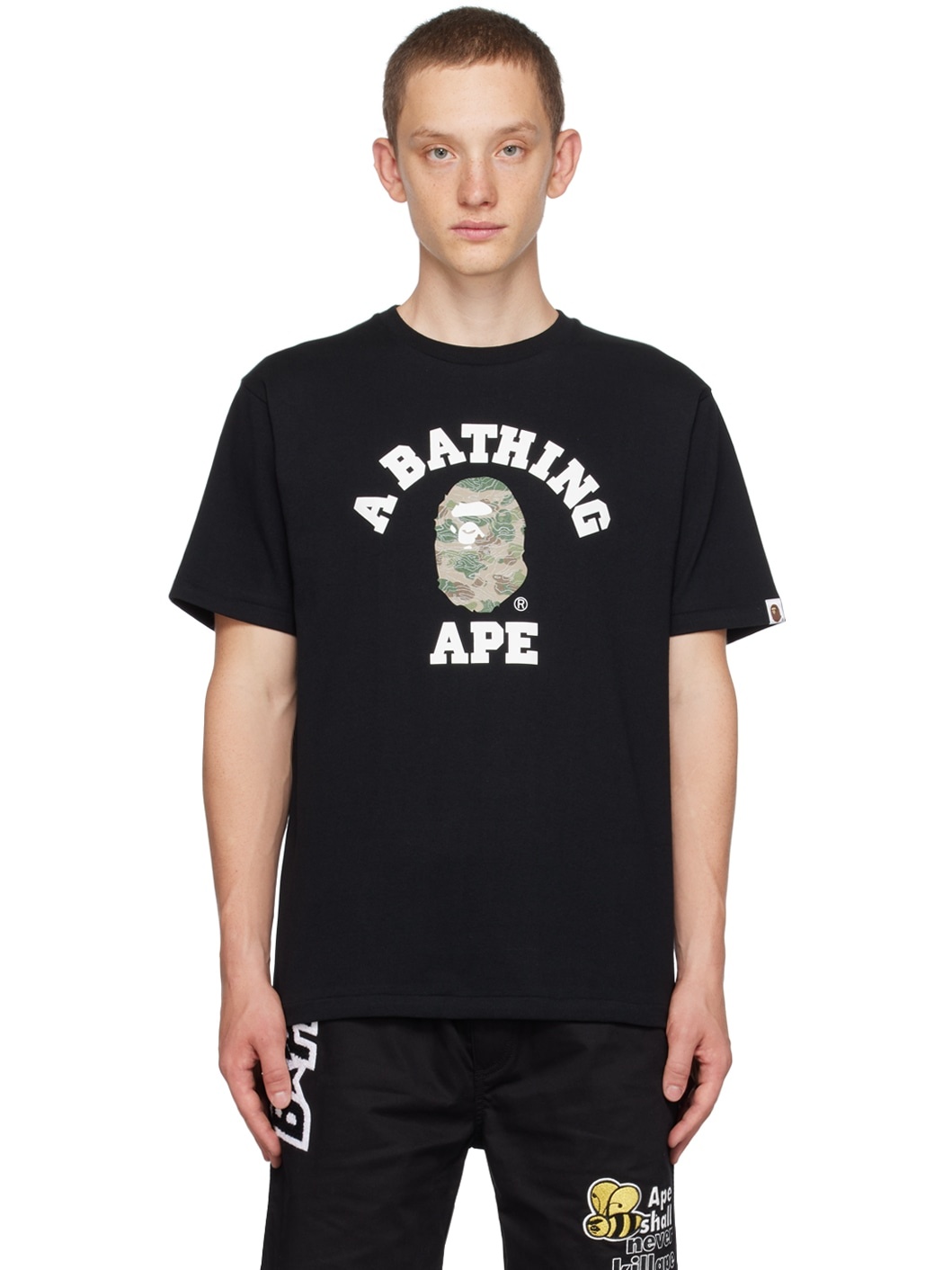 BAPE ABC Camo College Relaxed Fit Pocket Tee Black