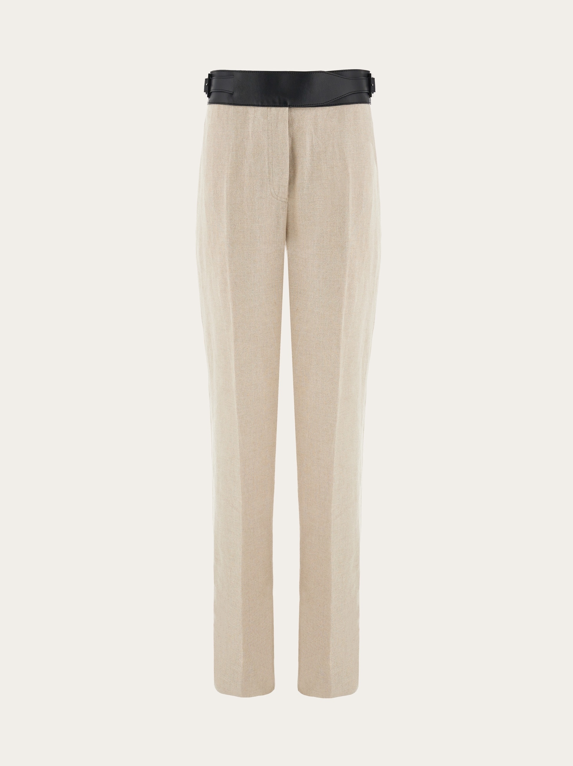 Linen trouser with eco-leather belt - 1