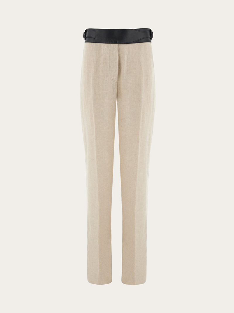 Linen trouser with eco-leather belt 1