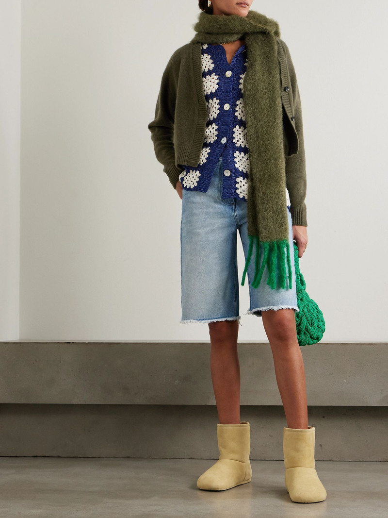 The Elder Statesman Cashmere cropped cardigan Green outlook