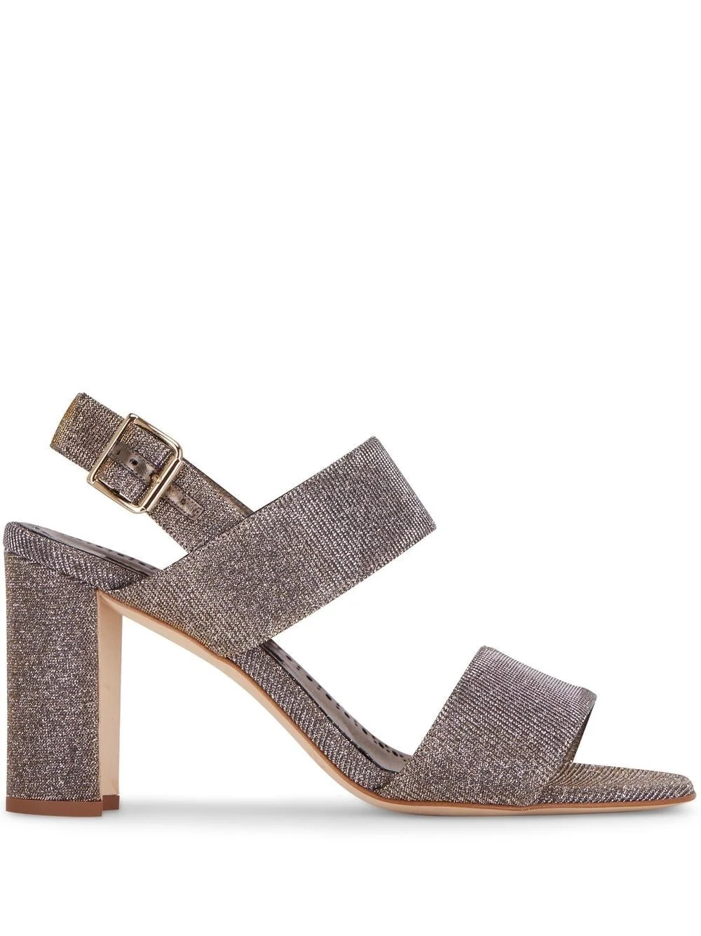 lurex-detail block-heel sandals - 1