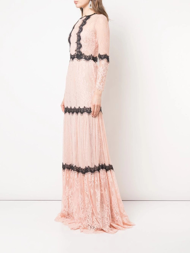 Marchesa LONG SLEEVE LACE GOWN IN BLUSH GOWN outlook