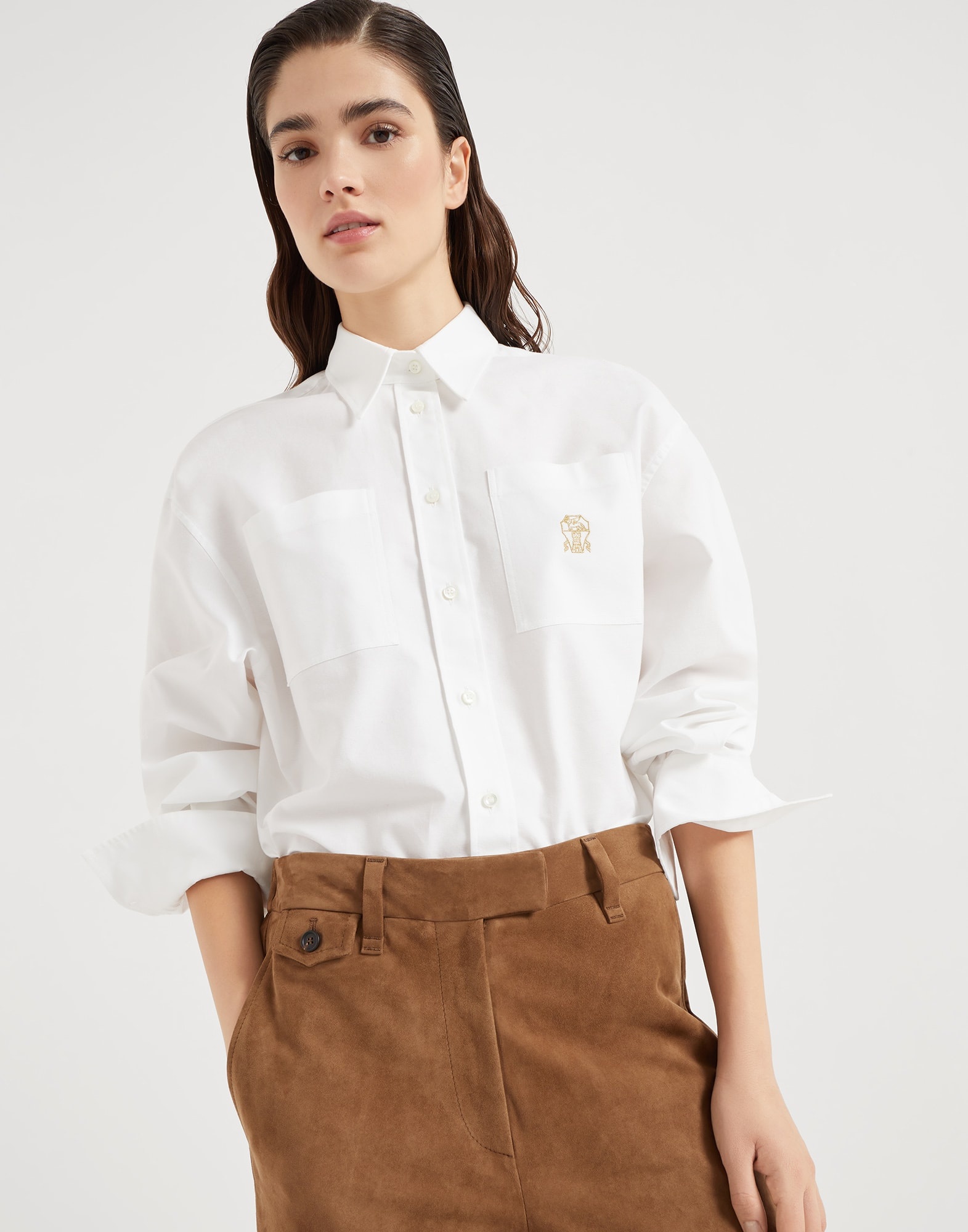 Cotton Oxford shirt with logo - 4