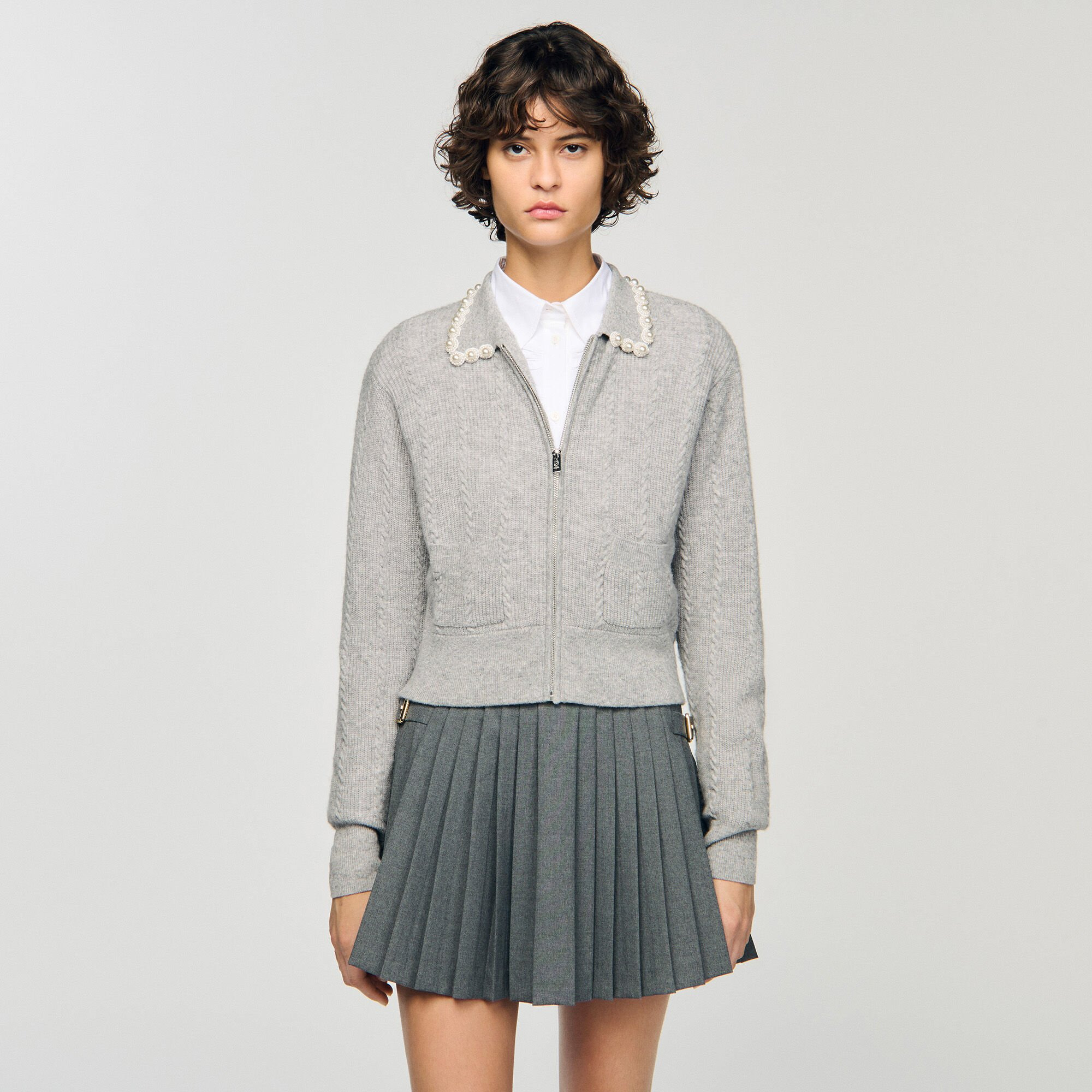 CARDIGAN WITH BEADED COLLAR - 4