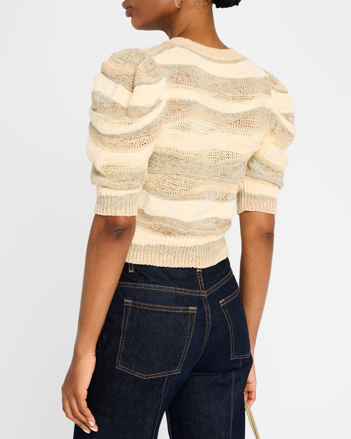 Odie Puff-Sleeve Cotton-Blend Knit Top - 4