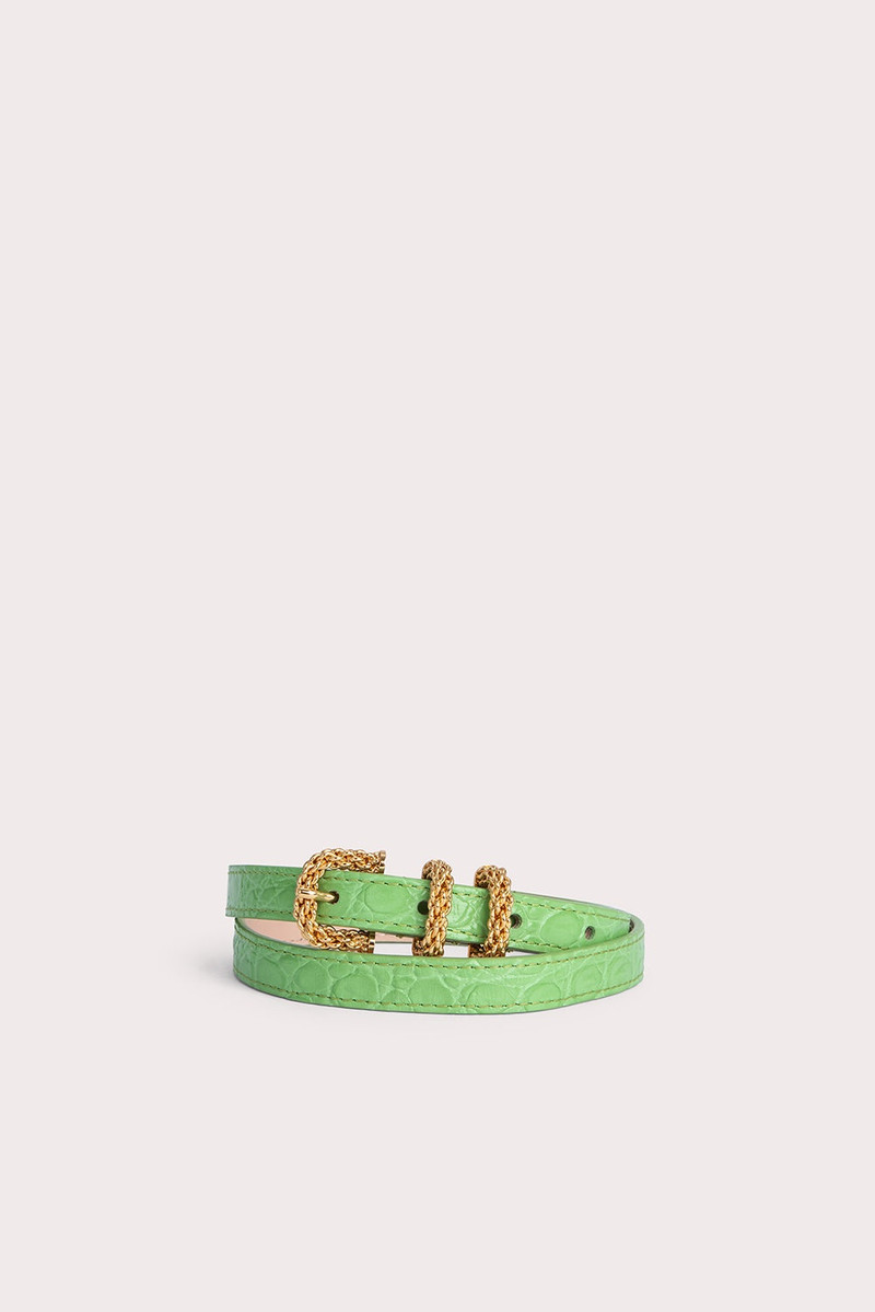 Kat Fresh Green Circular Croco Embossed Leather 1