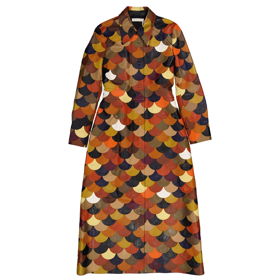 Chloe Ladies Multicolored Patchwork Leather Coat - 1
