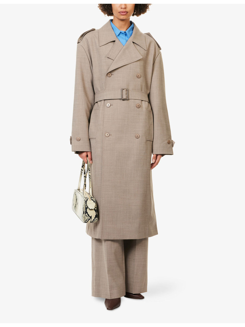The Frankie Shop Bleecker Double-Breasted Woven Trench Coat outlook