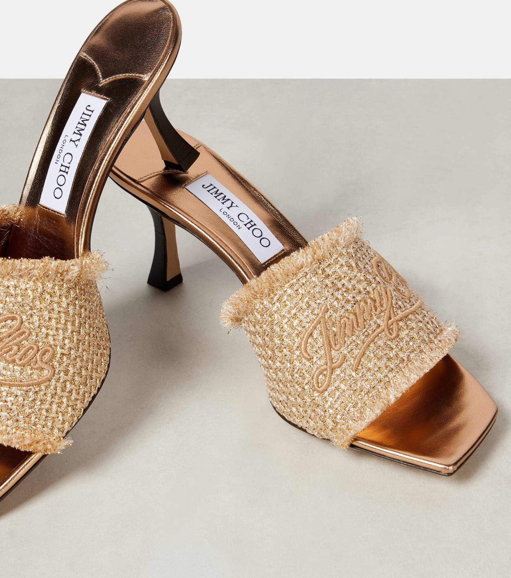Alexia 70 logo woven lamé mules - 5