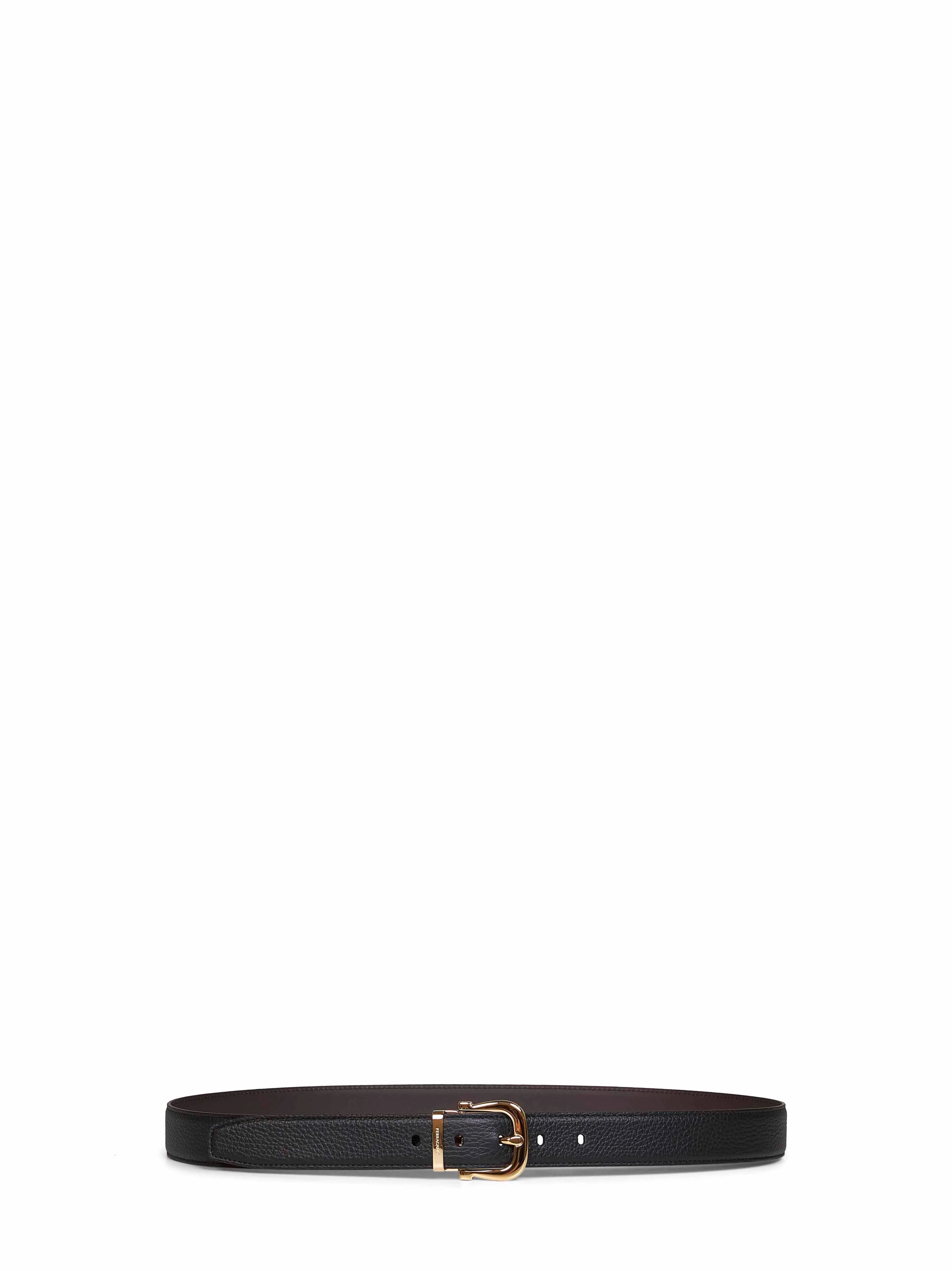 Black and dark brown reversible Gancini belt - 1