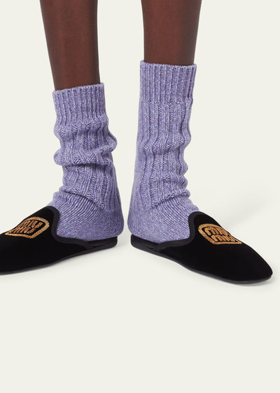 Miu Miu Logo Robbed Wool Cashmere Socks outlook