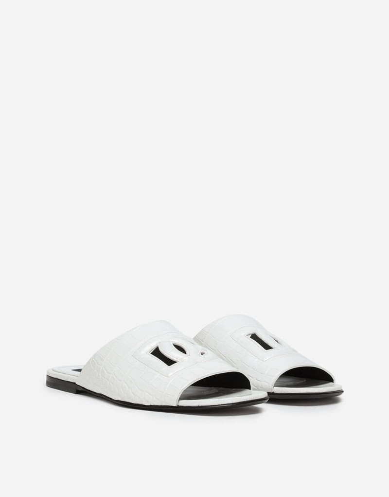 Crocodile-print calfskin Pantheon sliders 2