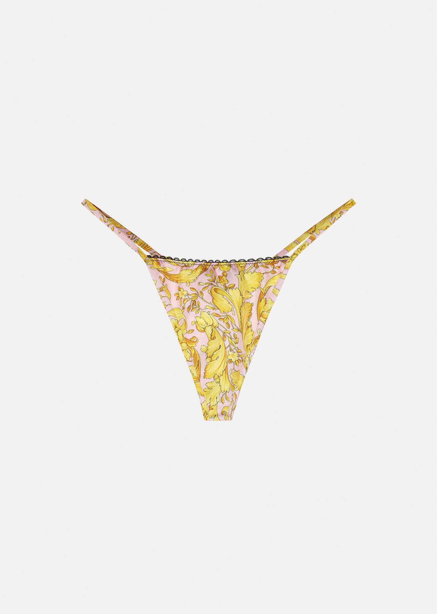 Barocco Print Silk Thong - 1