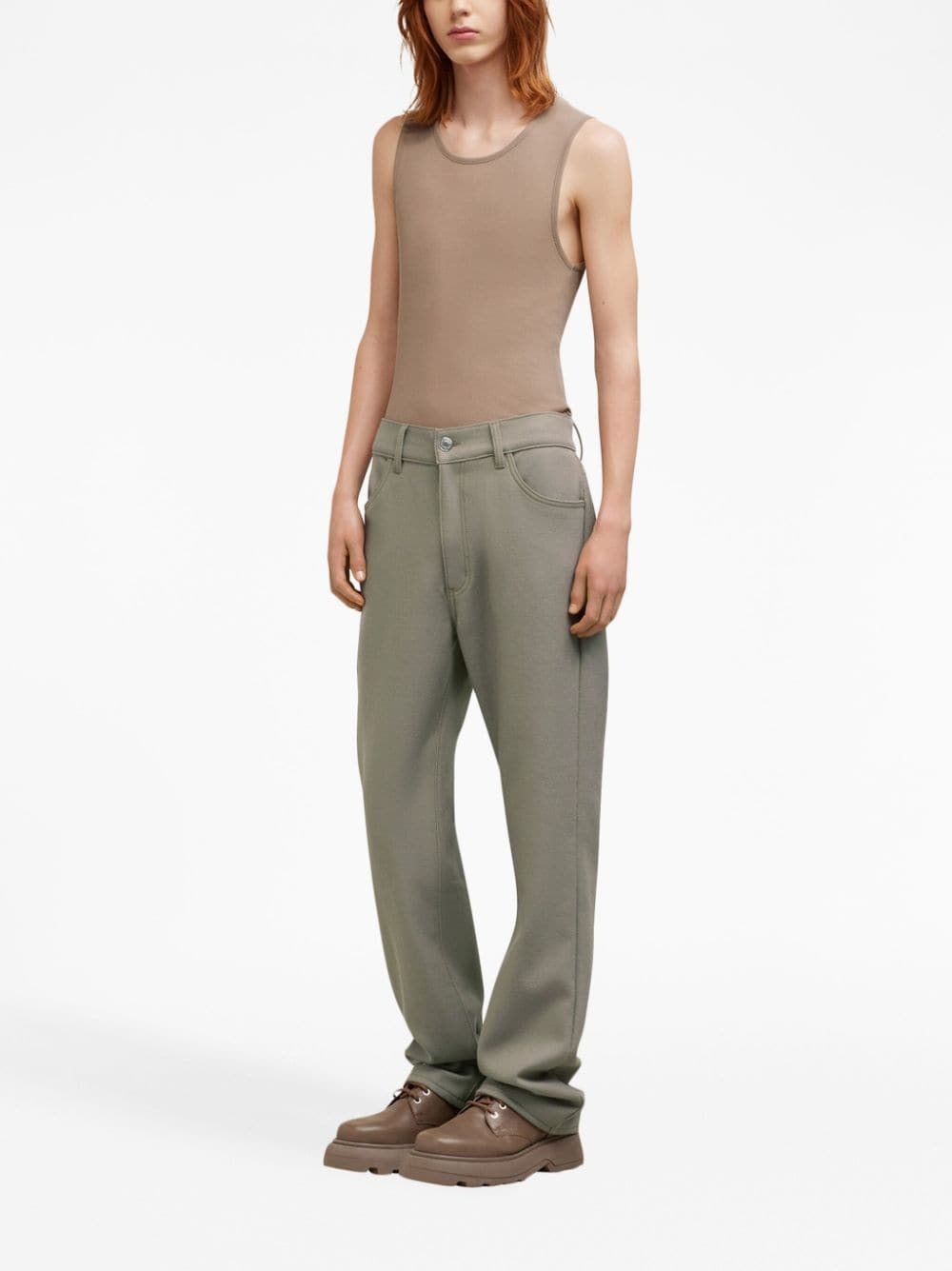 wool straight-leg trousers - 3