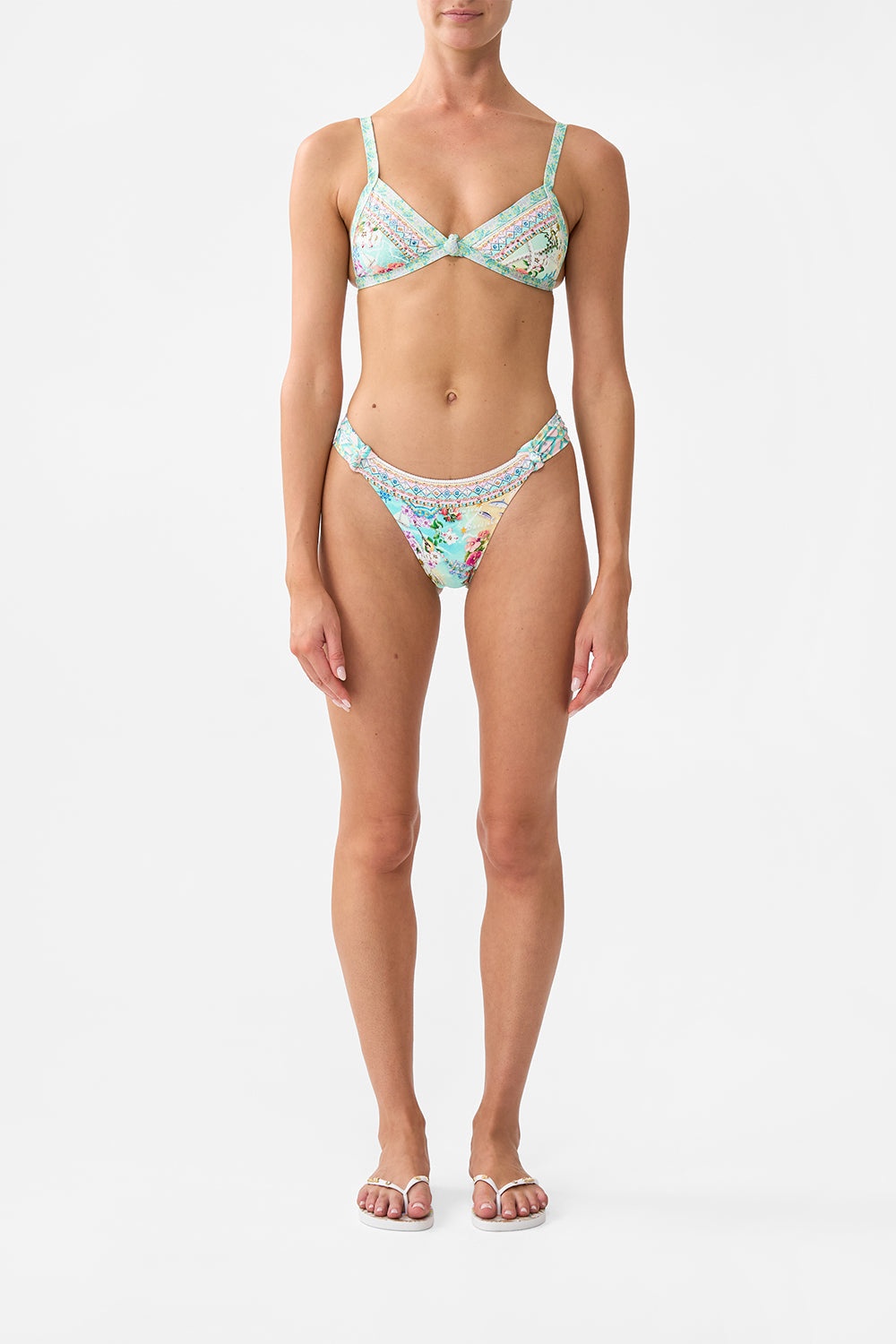 REGULAR BIKINI BOTTOM WITH RUCHED KNOT SIDES - 2