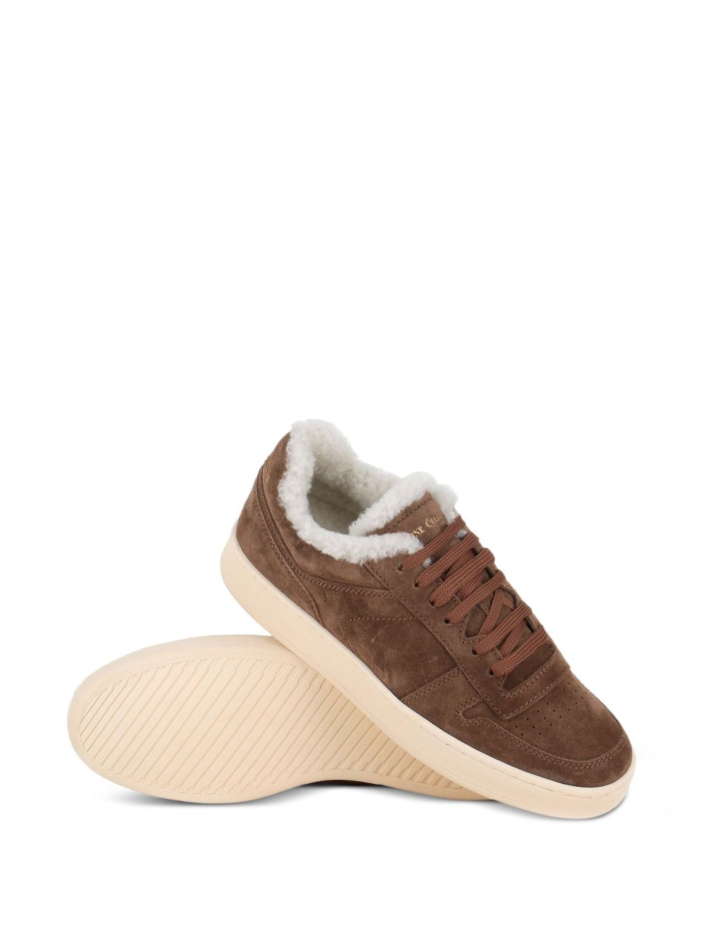 shearling-lining suede sneakers - 4