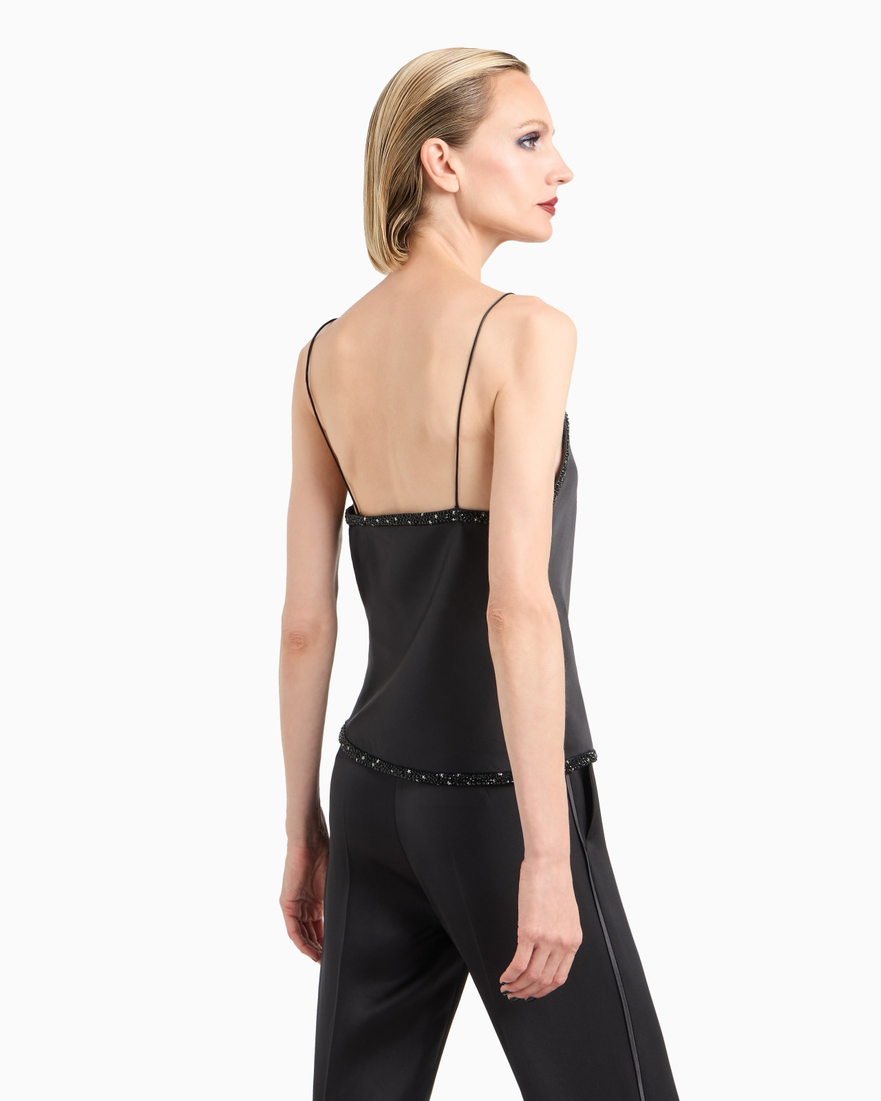 V-NECK SILK TOP WITH EMBROIDERY - 3