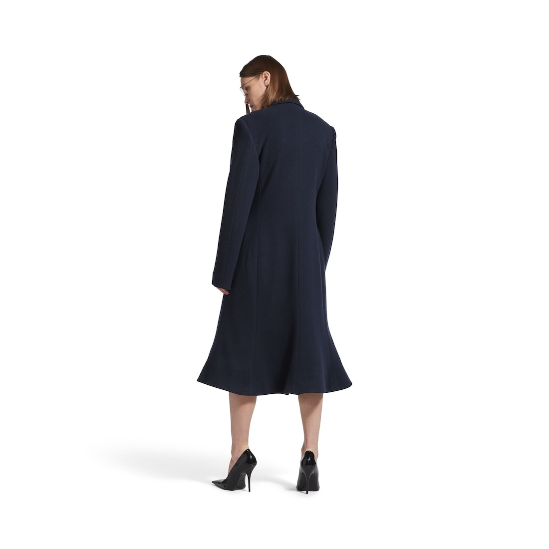Women's Godet Midi Coat in Corporate Navy - 4