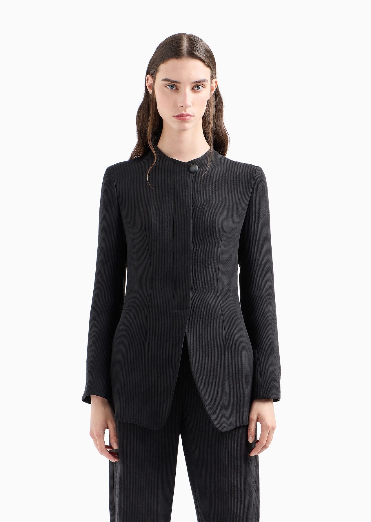 Icon jacquard canneté jacket with an off-centre closure - 2