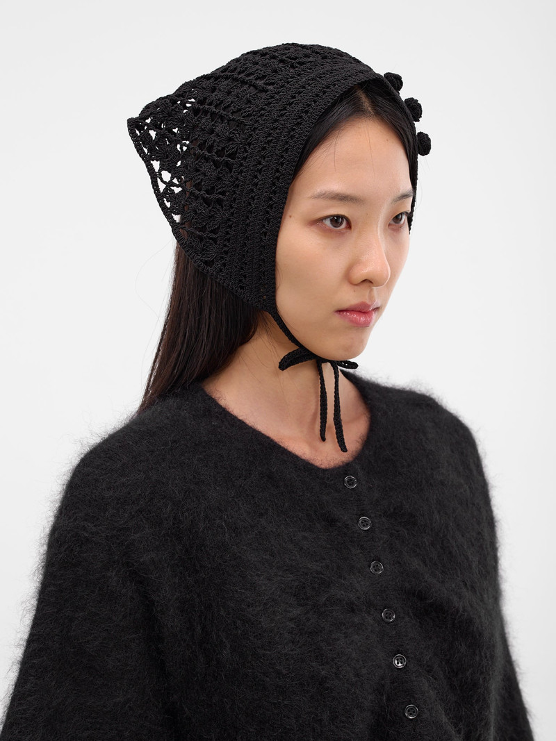 MAGDA BUTRYM Black Hand-Crocheted Wool Headscarf outlook