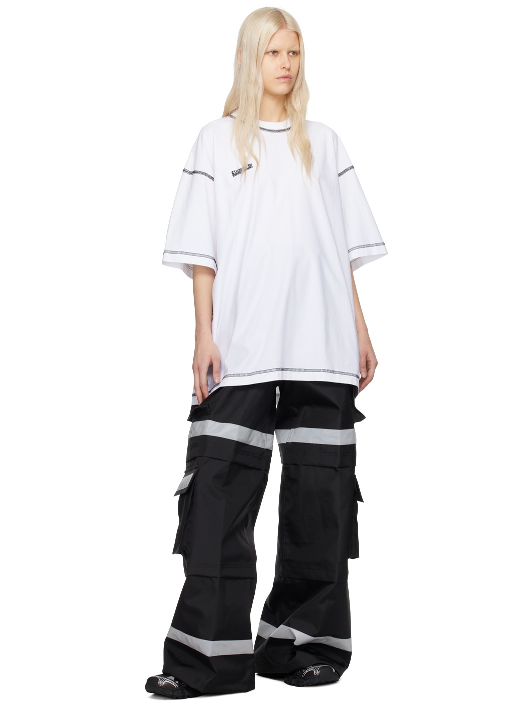 Black Reflective Cargo Pants - 4