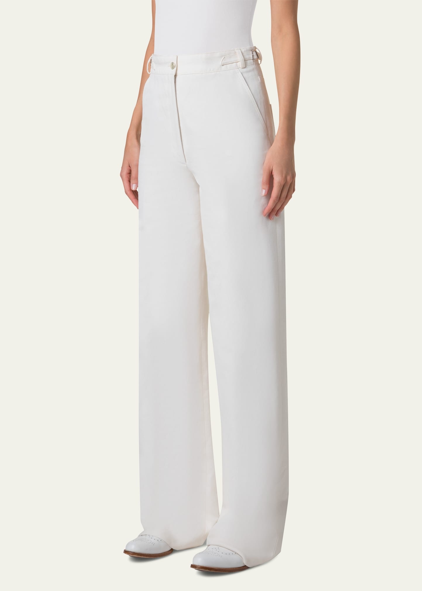 Finnian Wide Leg Cotton Stretch Denim Pants - 4