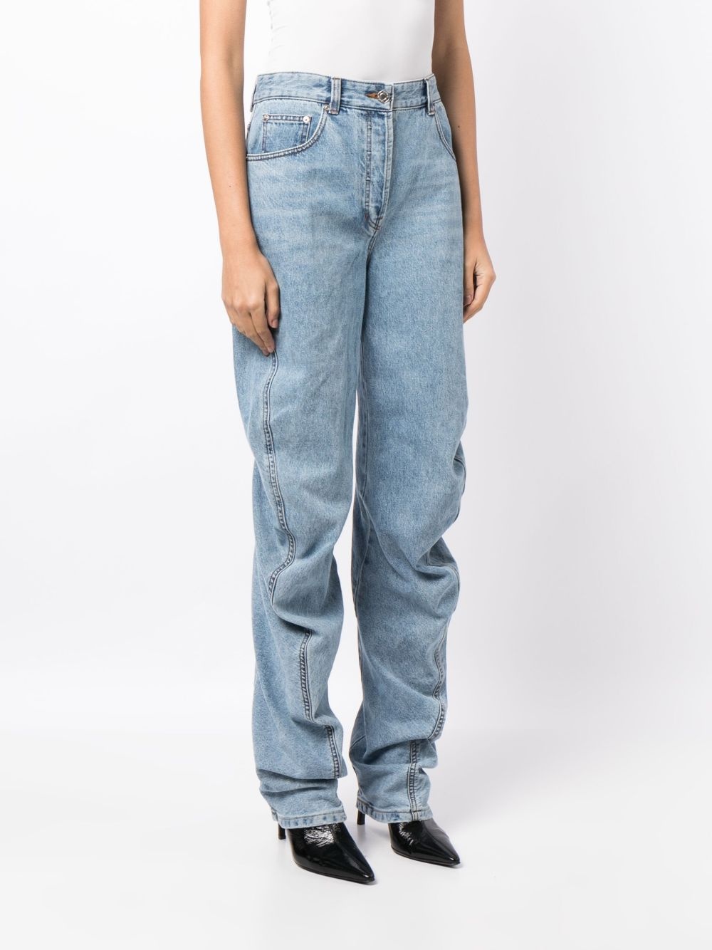 logo-patch cotton flared jeans - 3