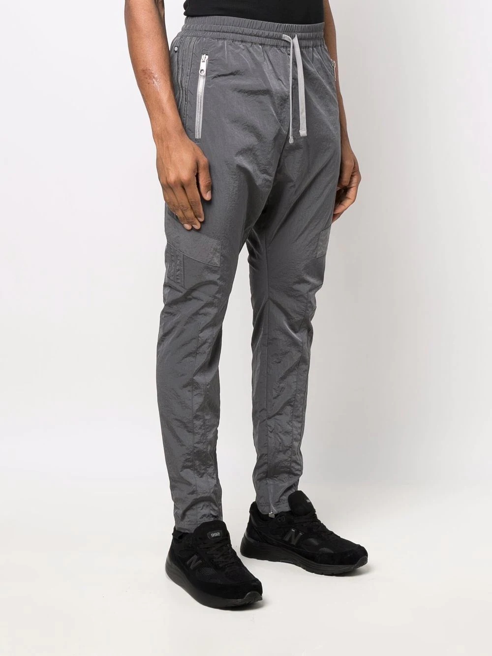 drawstring-waist multi-pocket track pants - 3