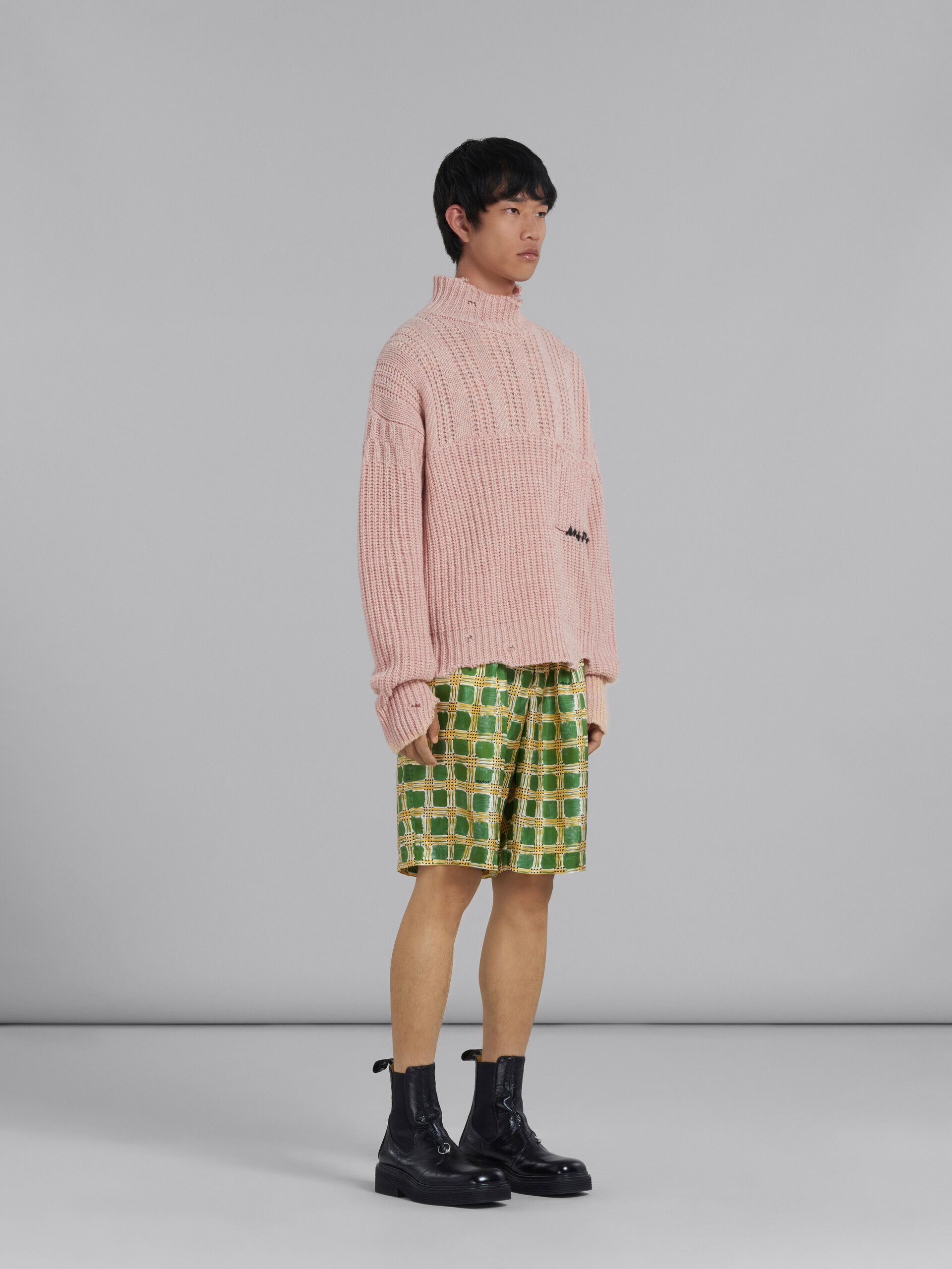 PINK VIRGIN WOOL JUMPER WITH NIBBLED HEM - 5