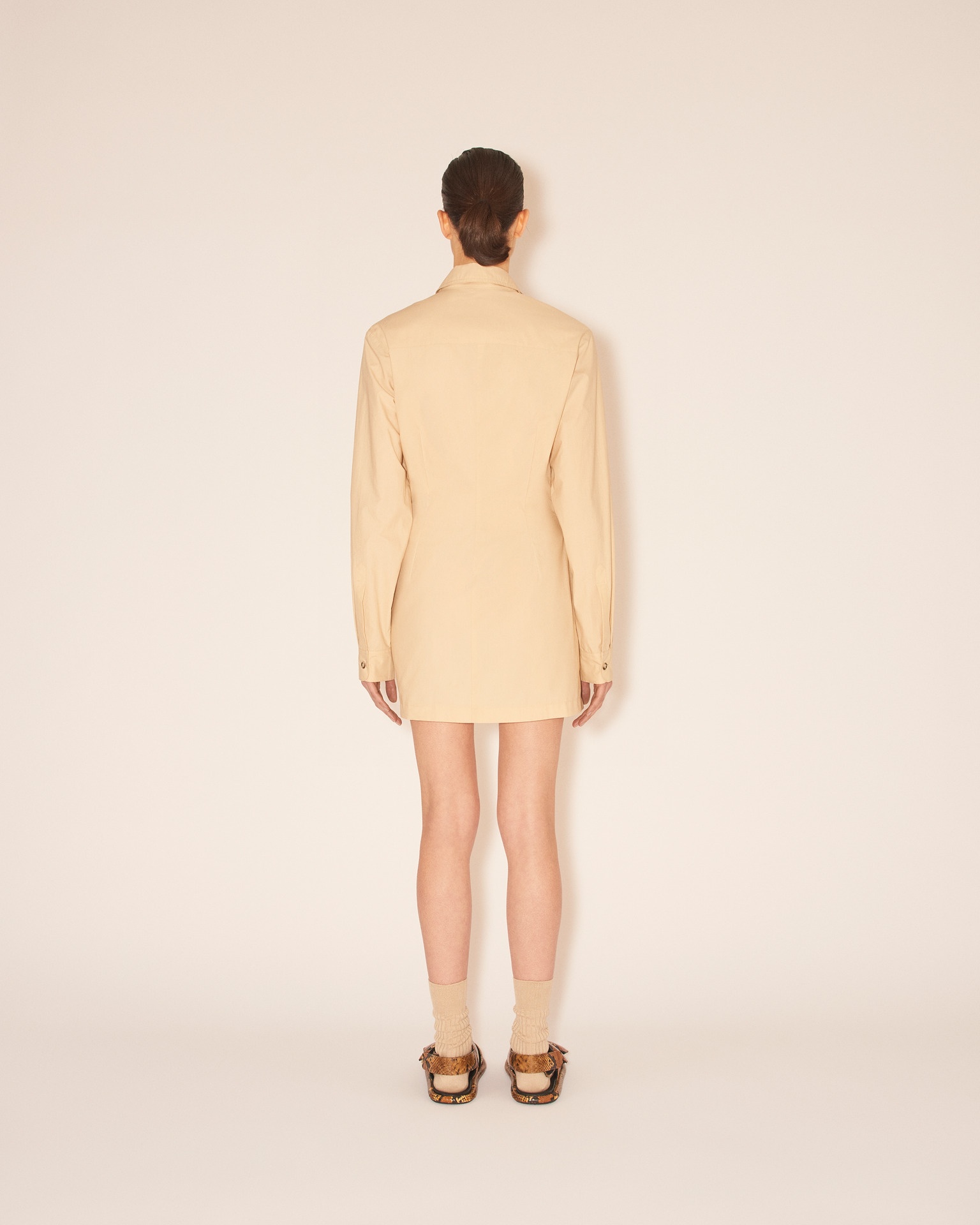 ALEXE - Long sleeve deconstructed wrap mini dress - Beige - 4