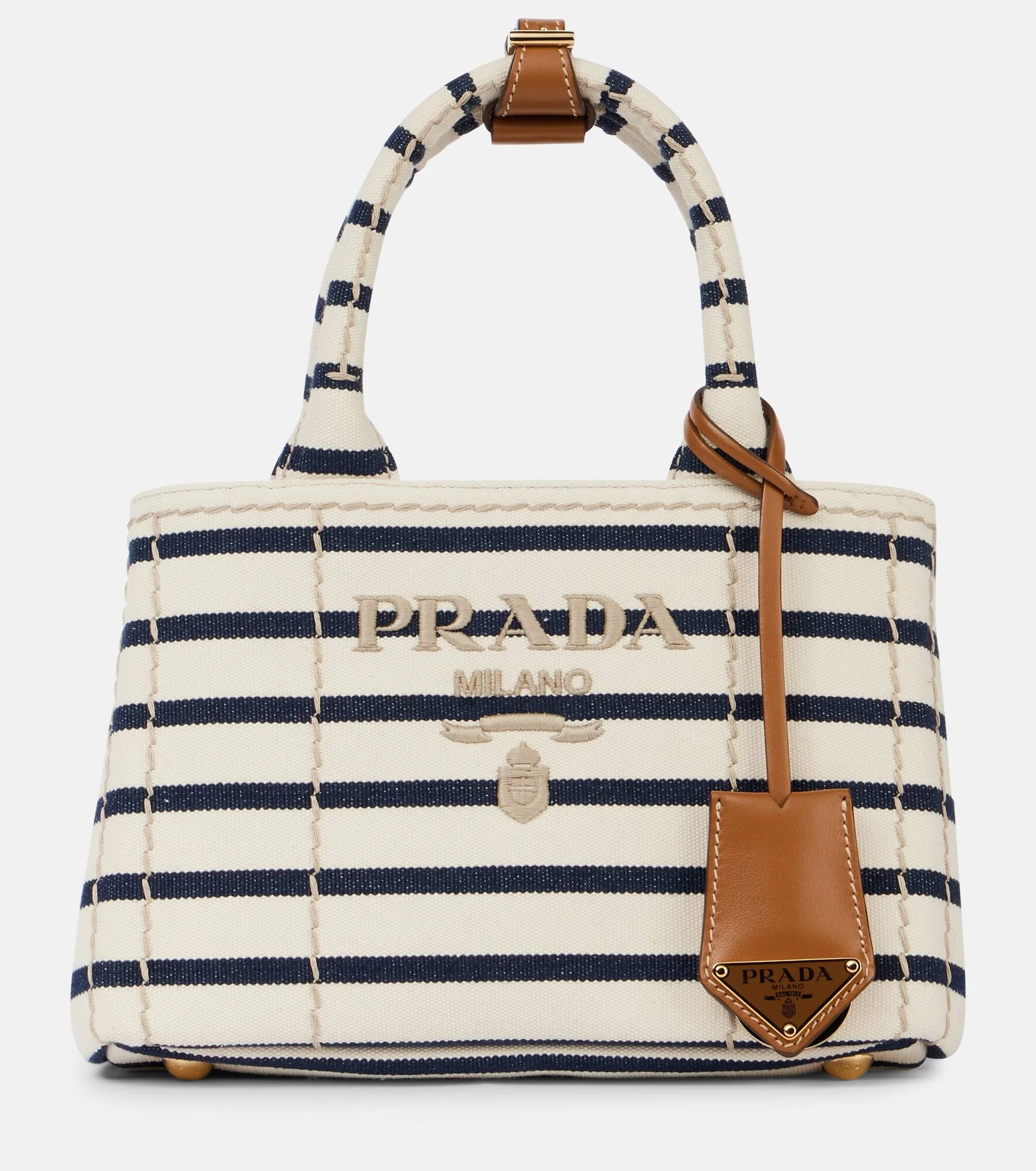 Giardiniera Small striped canvas tote bag - 1
