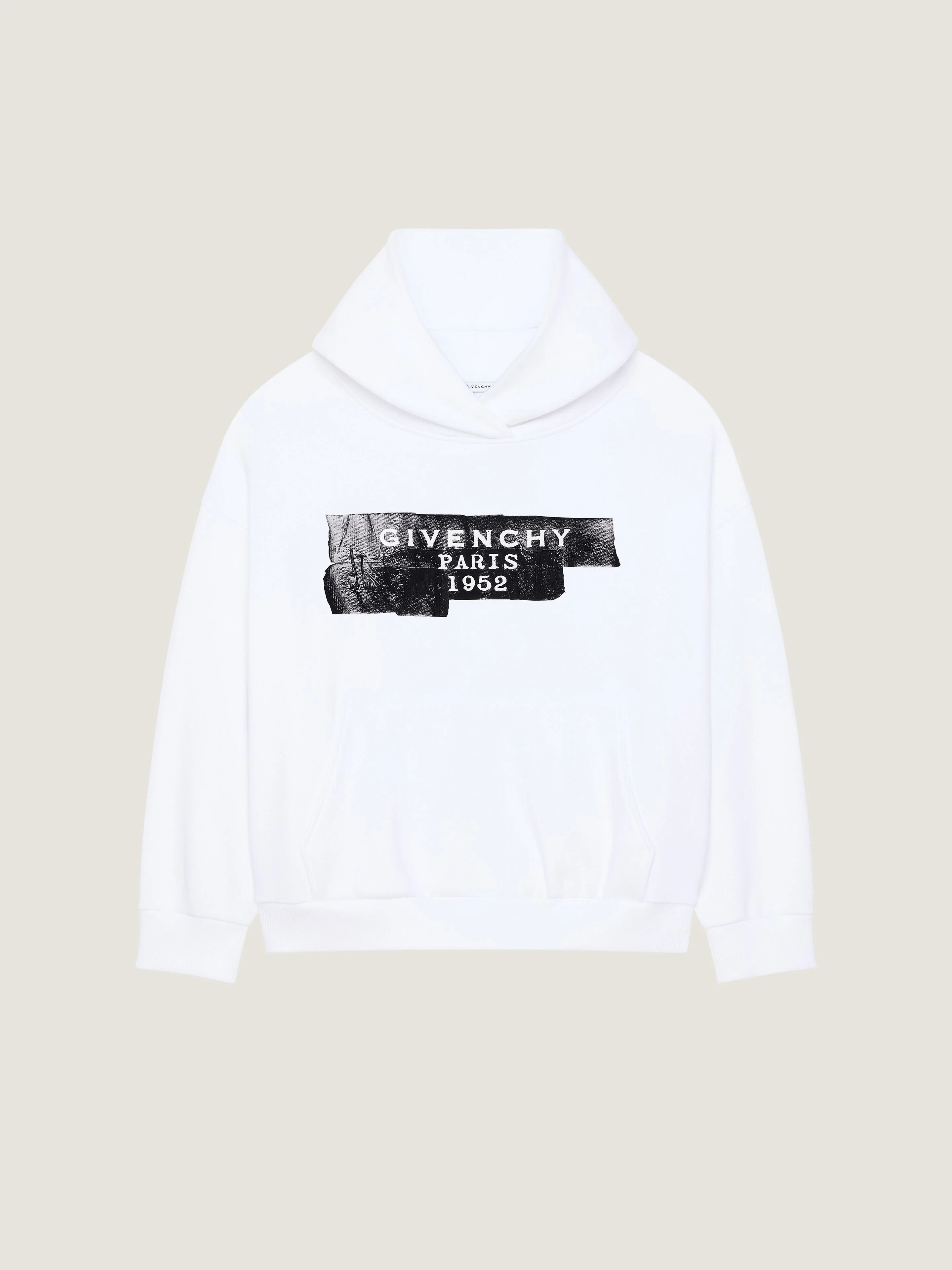 HOODIE SWEATSHIRT IN FLEECE WITH GIVENCHY TAPE PRINT - 1