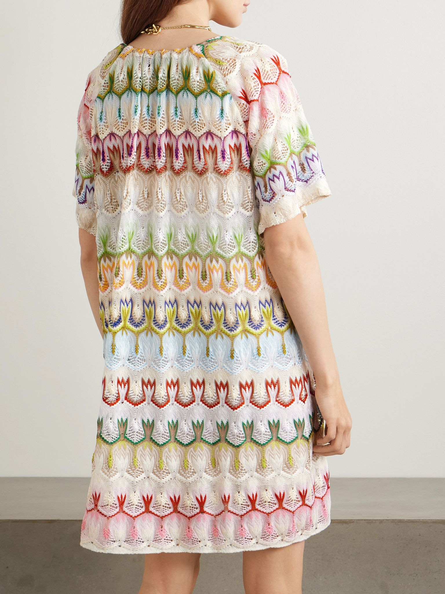 Striped crochet-knit mini dress Multi - 3