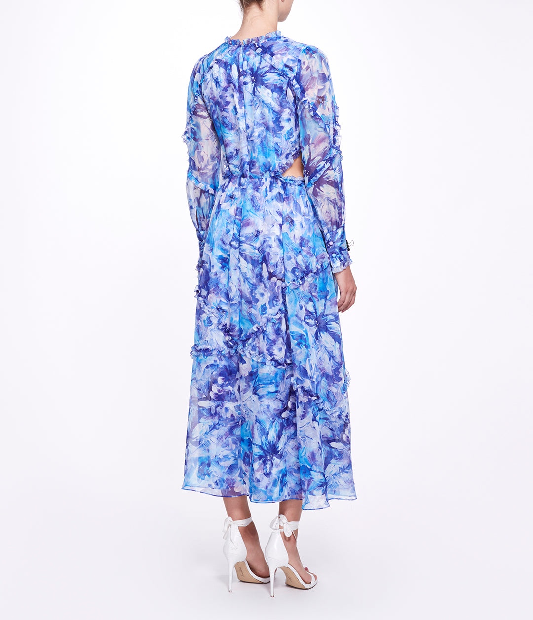 ABSTRACT FLORAL PRINTED CHIFFON MAXI DRESS - 2