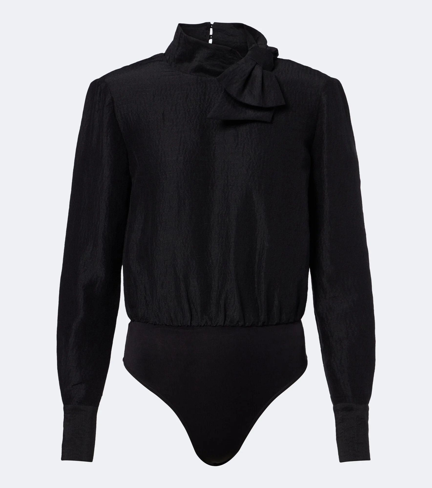 Bow-detail jacquard ramie and silk bodysuit - 1