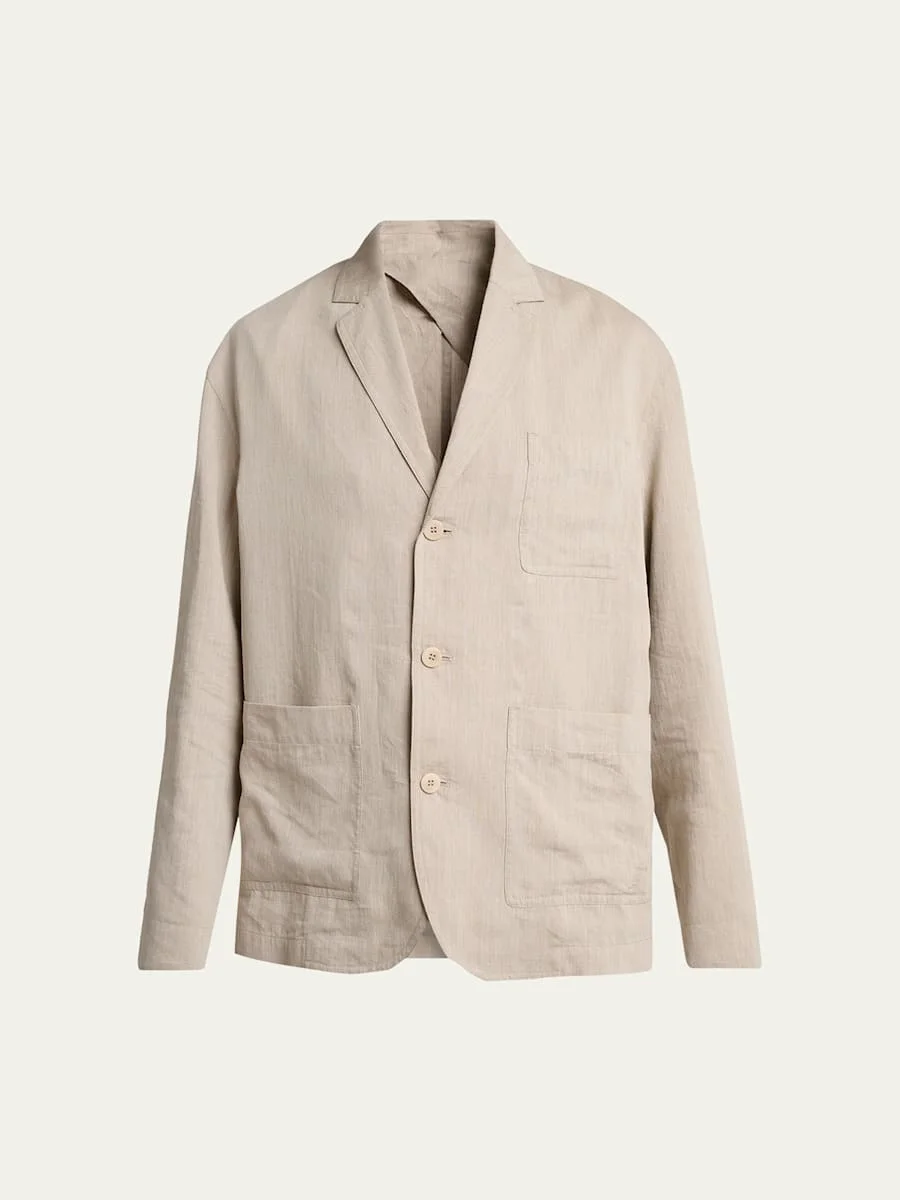 Men's Herringbone Linen-Blend Blazer - 1