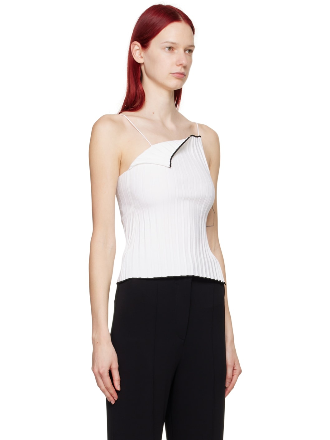 White Les Sculptures 'Le haut maille plissé' Tank Top - 4