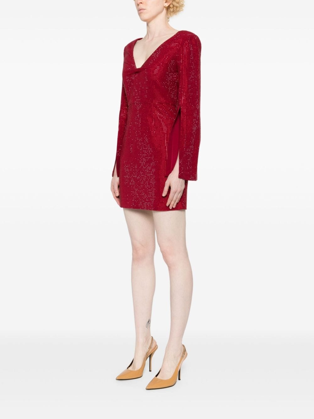 rhinestone-embellished mini dress - 3