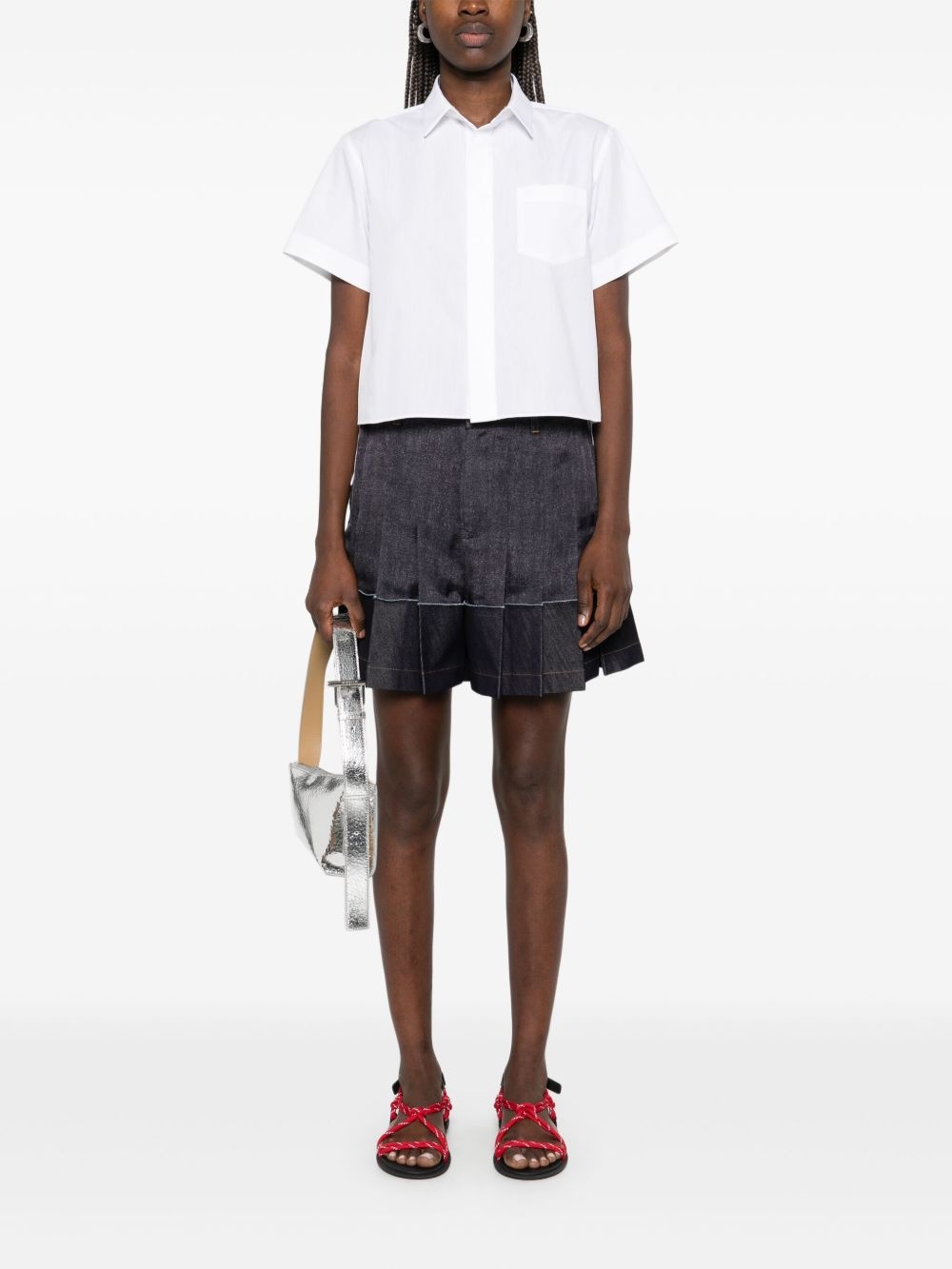 sacai denim mix skorts | REVERSIBLE