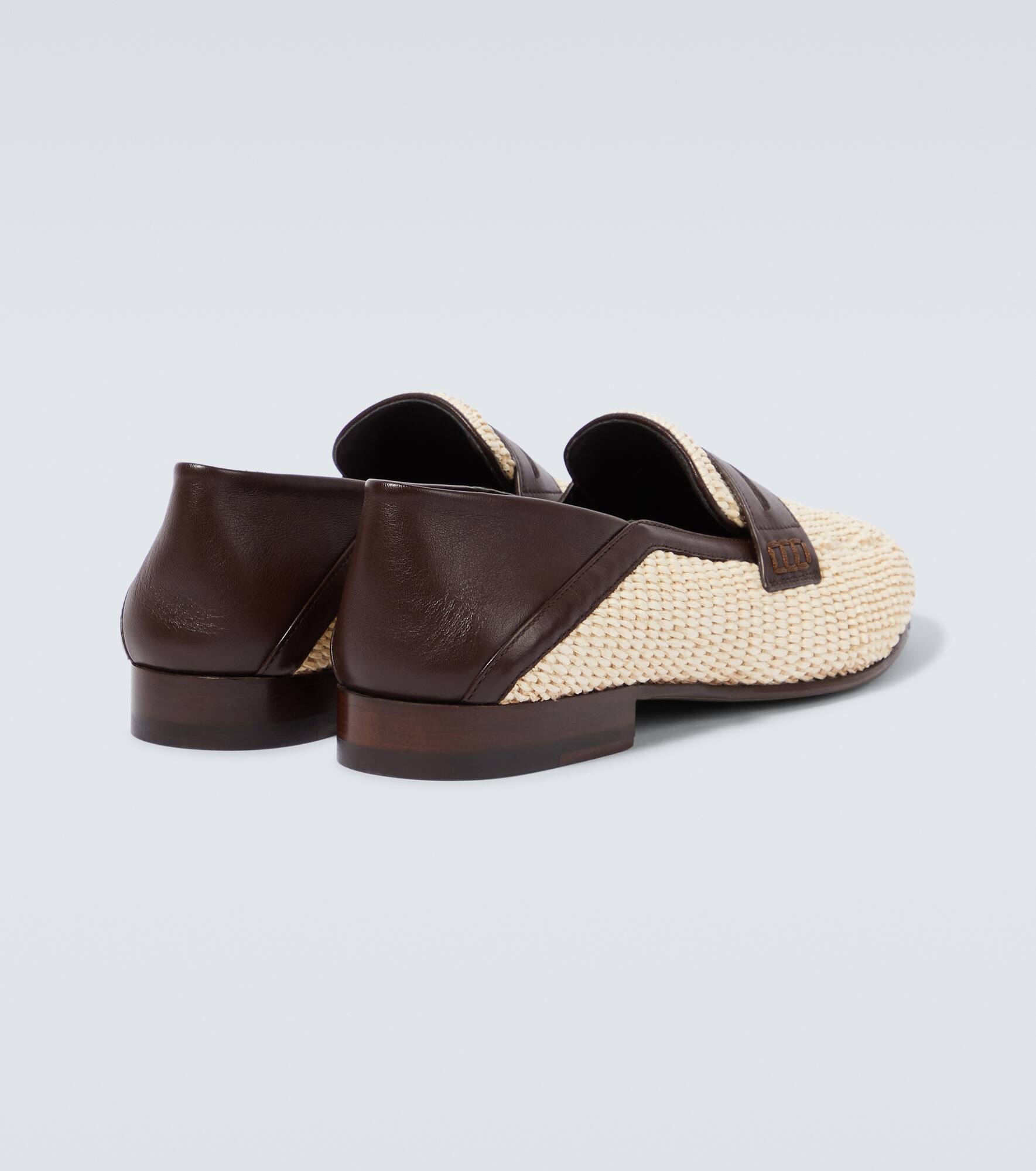Padstow leather-trimmed raffia loafers - 6