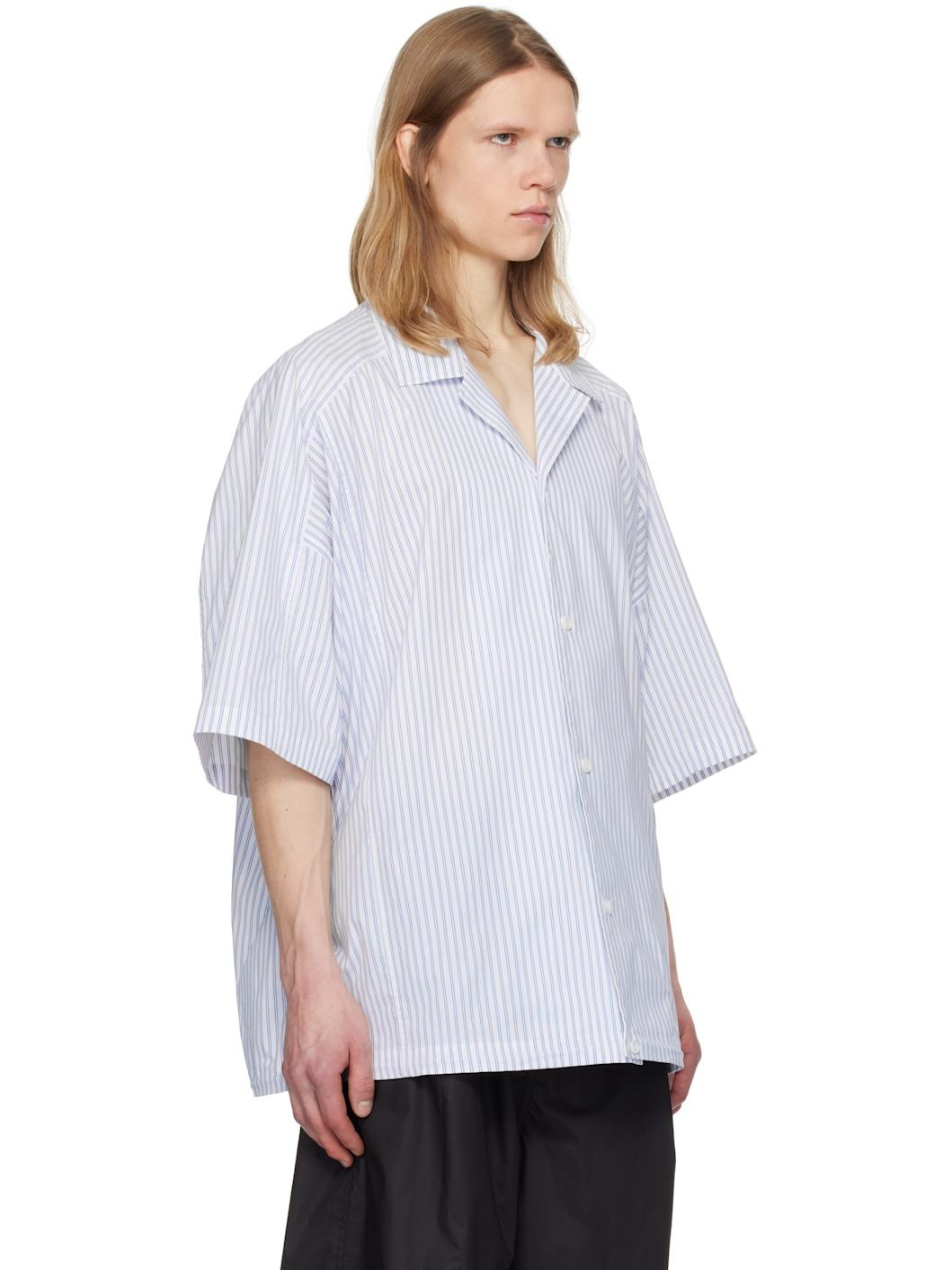Juun. J Blue Stripe Coach Short Sleeve Shirt - 2