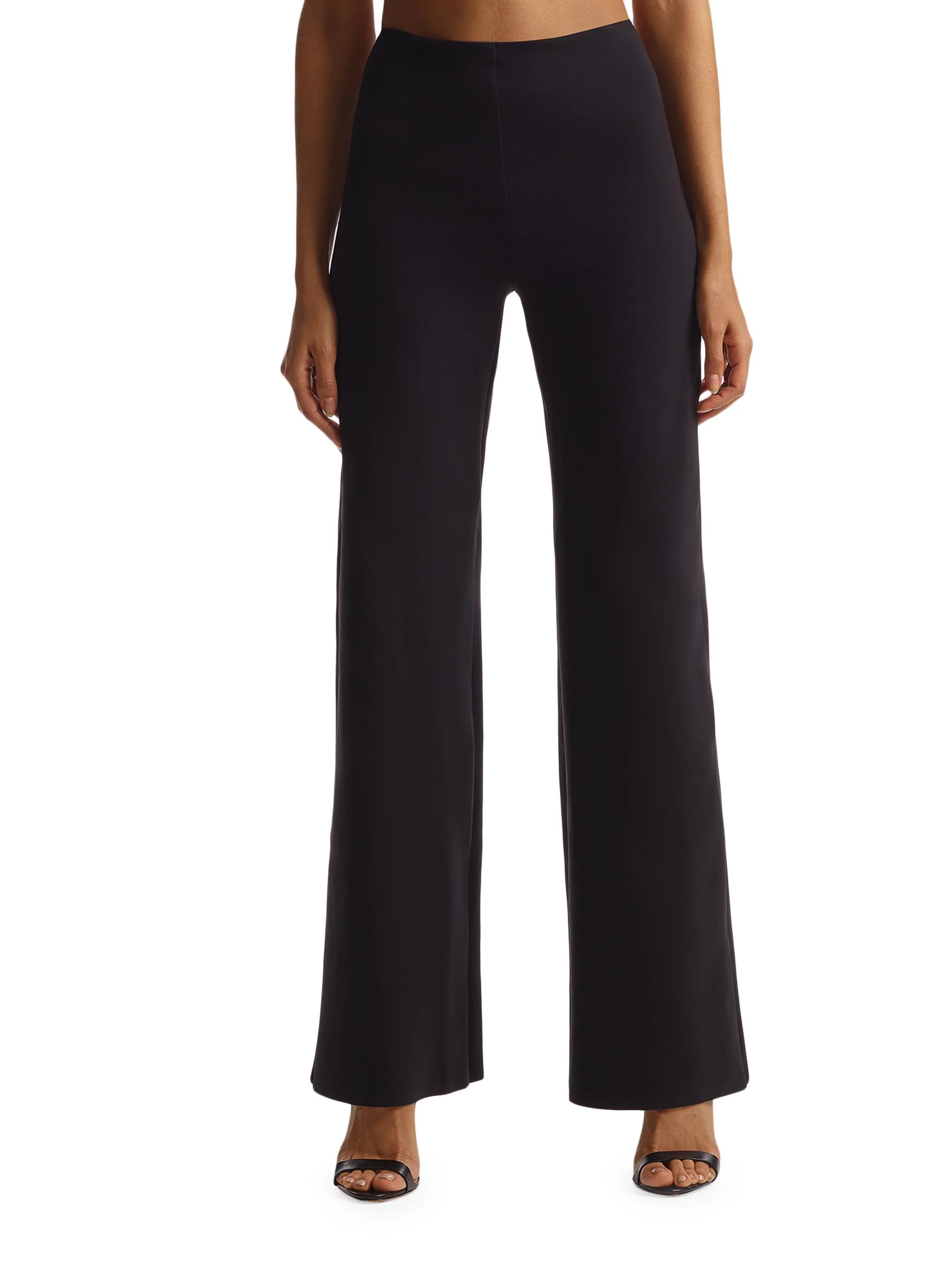 Women's Neoprene Wide-Leg Pants - Black - 1