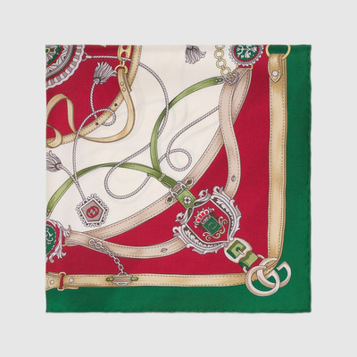 GUCCI Double G and ribbons print silk pocket square outlook