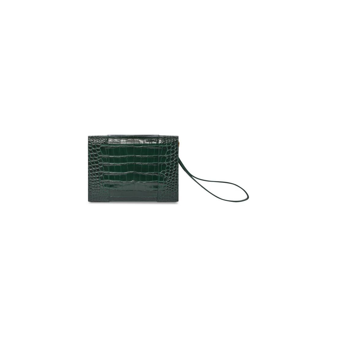 Women's Hourglass Gusset Pouch Crocodile Embossed  in Forest Green - 4