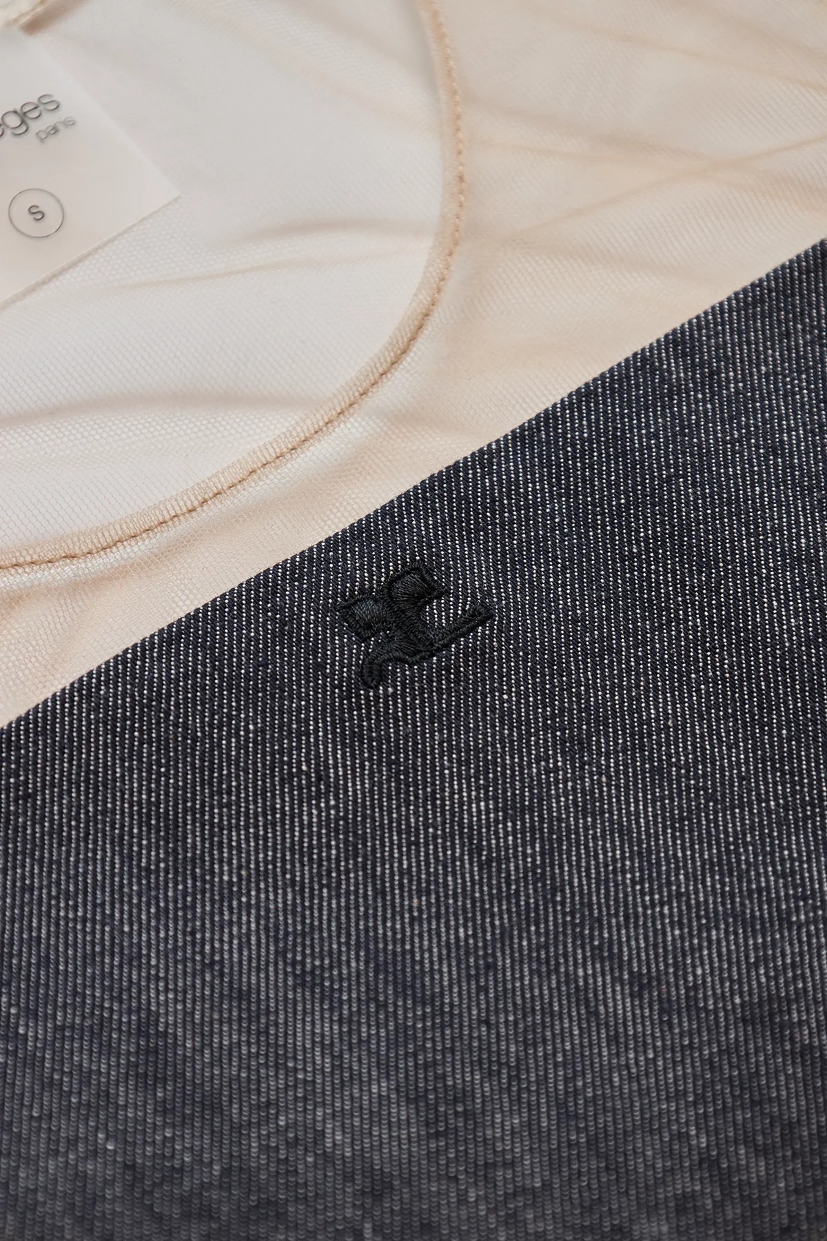 Courreges Illusion Square Denim Top - Dark Skin Tone Grey - 3
