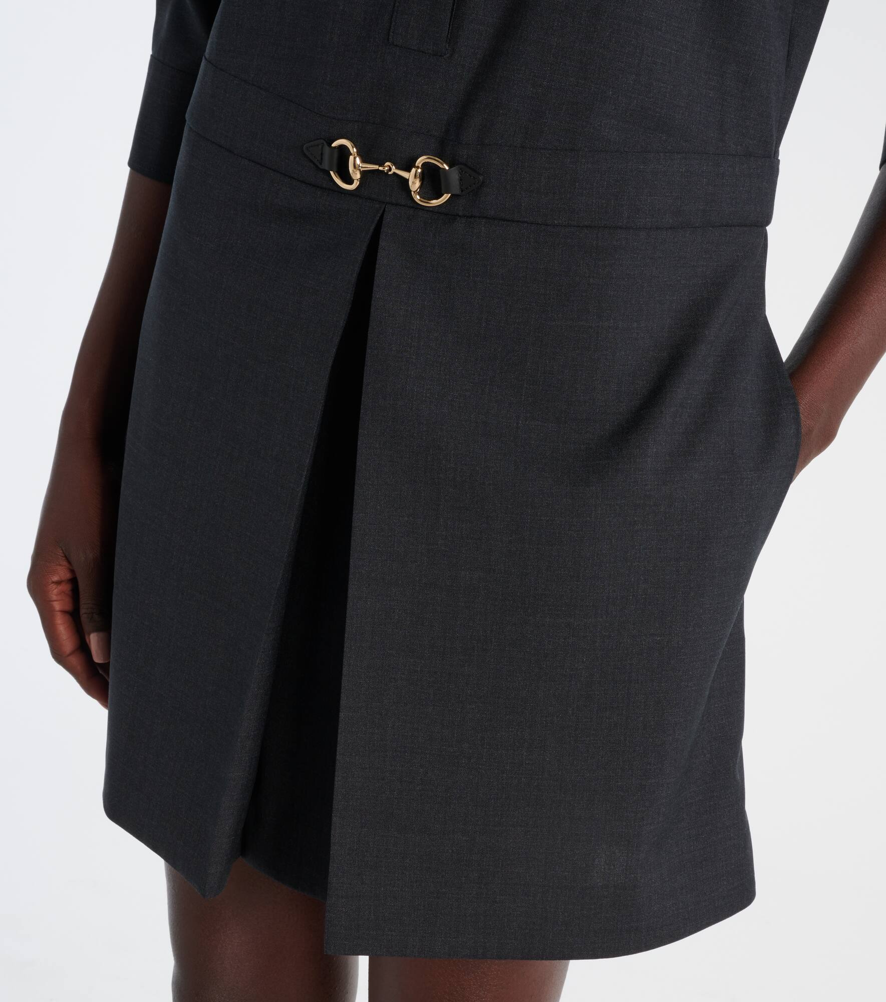 Horsebit wool shirt dress - 6