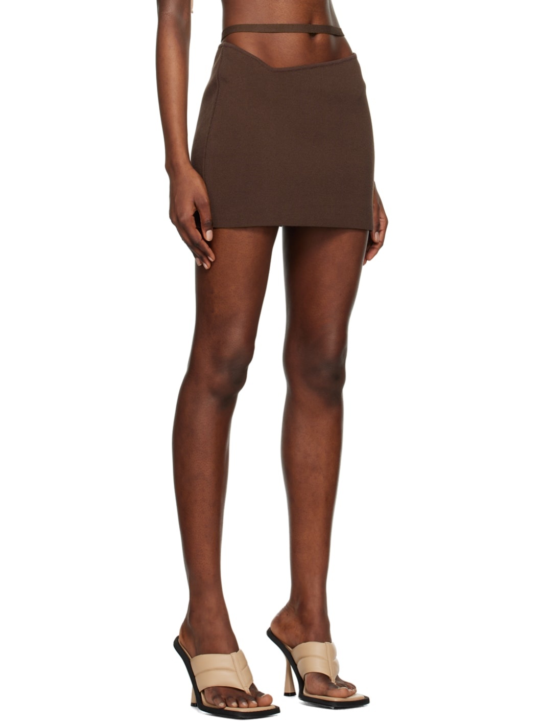Brown Cutout Miniskirt - 2