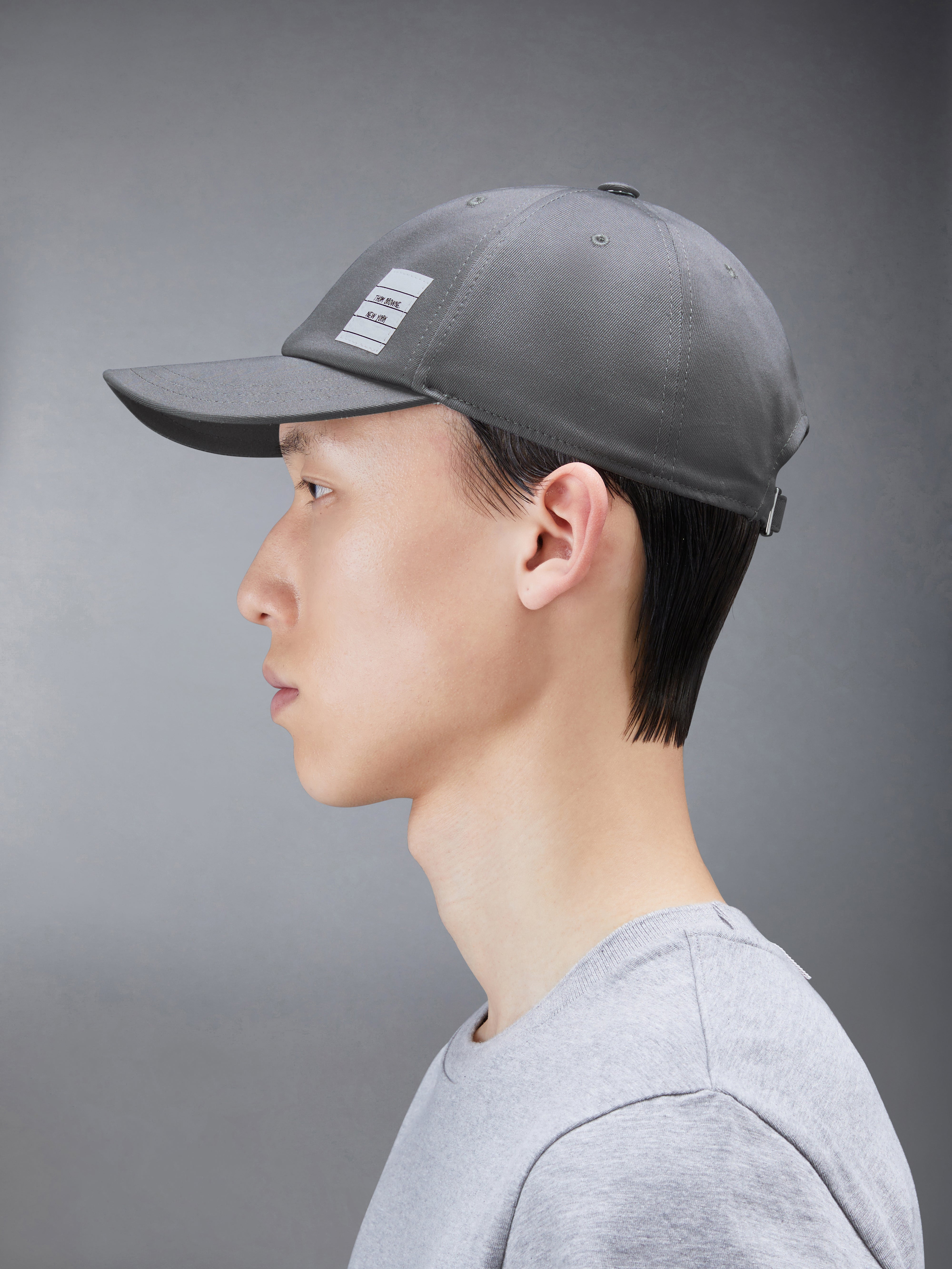 Medium Grey Cotton Twill Baseball Cap - 5