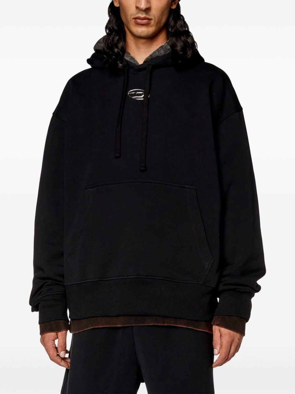 metallic logo hoodie - 3
