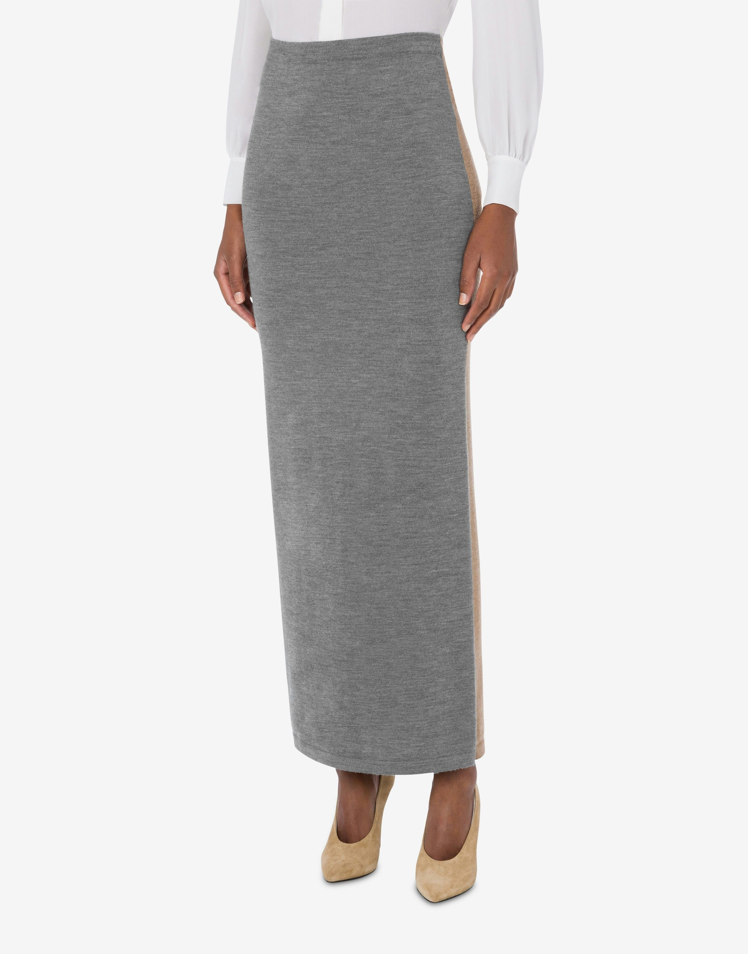 BICOLOR SKIRT IN EXTRAFINE MERINO WOOL - 2
